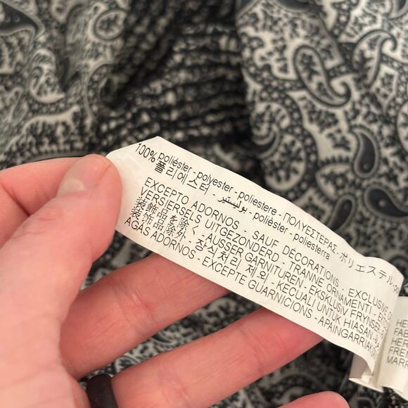 Zara Blouse Large Paisley Ruffle Smocked Cottage Coquette Feminine Babydoll Boho - Picture 11 of 12